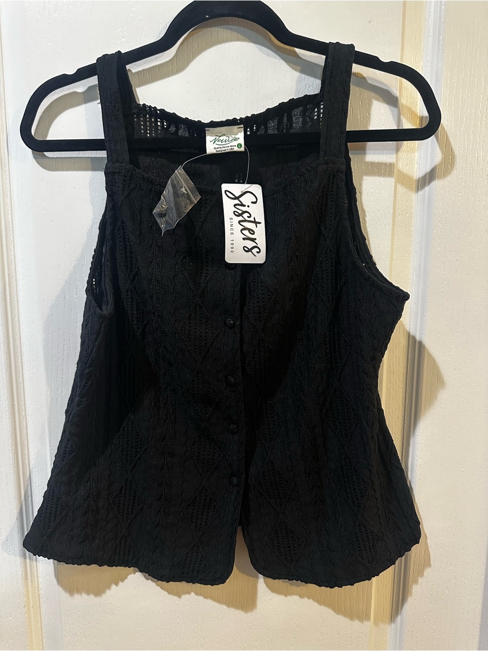 Black Knit Button-Front Tank Top